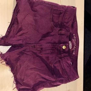 Maroon American Eagle high-rise Jean Shorts